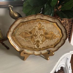 Vintage Italian Florentine gilt wooden tray